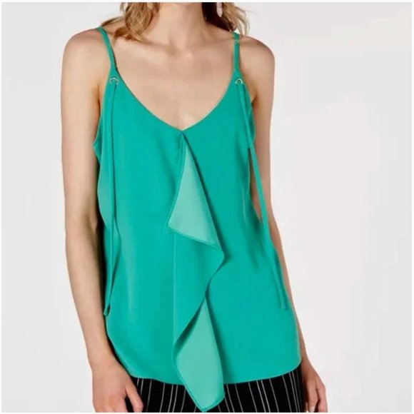 Bar III Sleeveless Draped Ruffle Tank Top - Picture 3 of 13